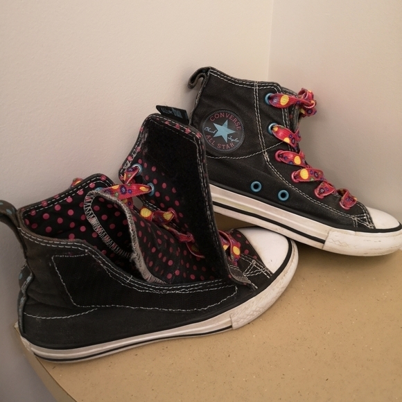 CONVERSE All Star Skate high top sneakers.Junior sz1 Black/grey&dots Sid… - Picture 4 of 6